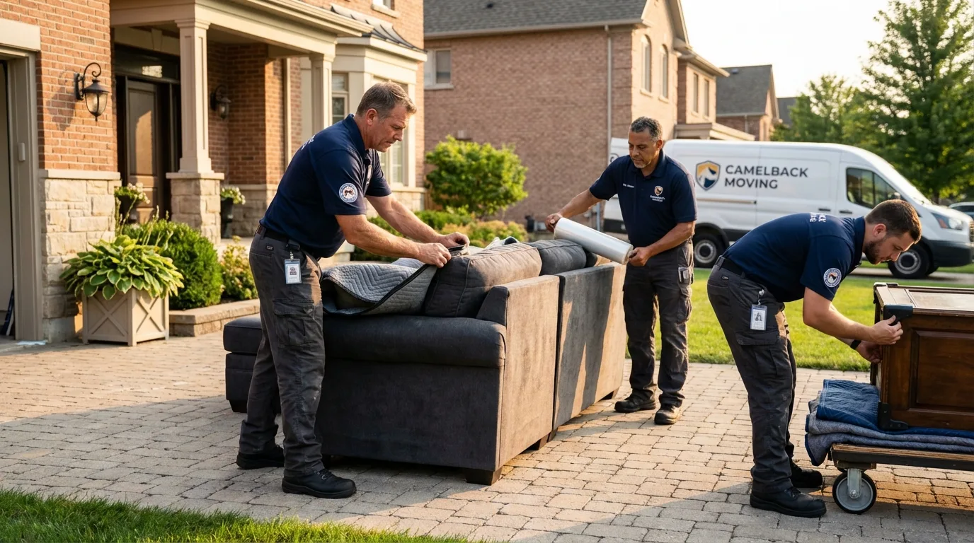 Large estate moving crew wrapping furniture in Newport, PA
