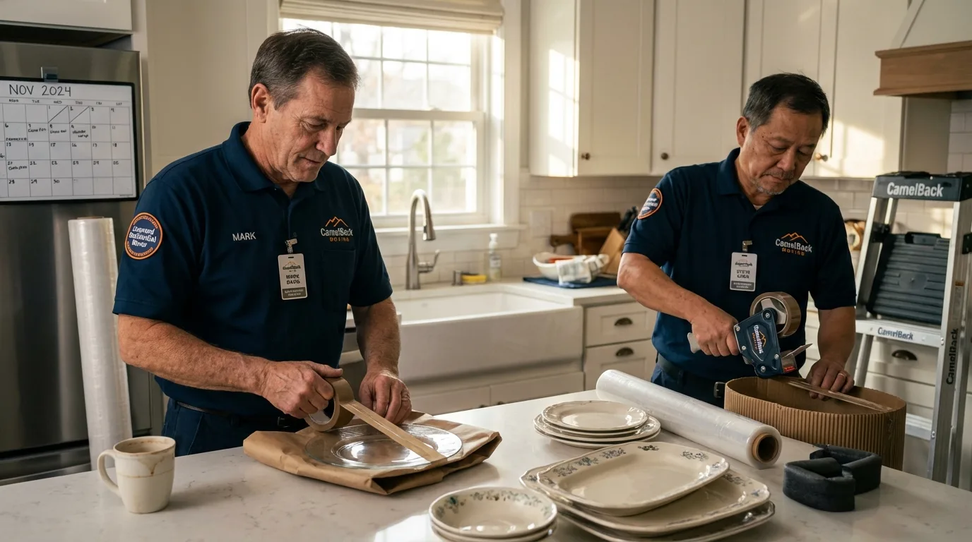 Professional crew packing kitchen dishware in Newport, PA